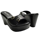 Strappy Casual Platform Wedge Comfort Sandal Black SS903-179