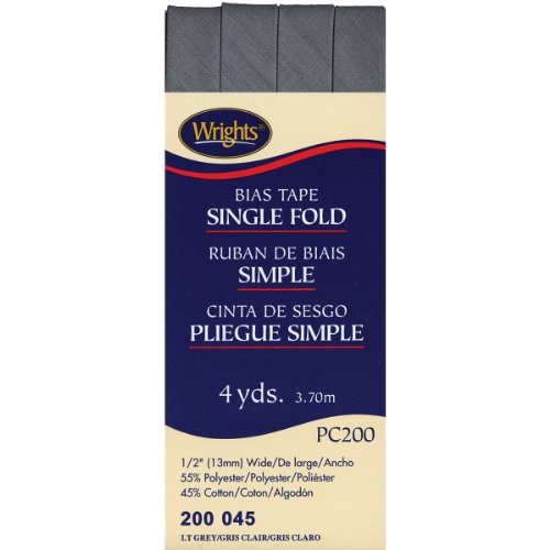 Wrights 117-200-045 Single Fold Bias Tape, Light Grey, 4-Yard