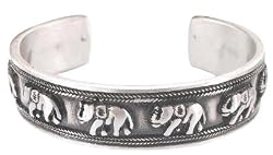 Elephant March Parade Elephants Pewter Bracelet