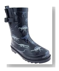 Capelli New York Shiny Dinosaurs Rule Printed Boys Sporty Rubber Rain Boot Navy Combo 3/4