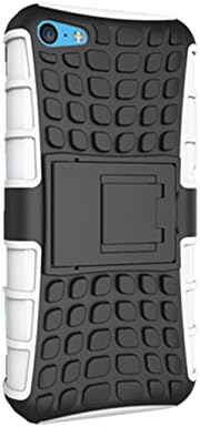 Generic Heavy Duty Tough Rugged Dual Layer Case with Built-in Kickstand, Tank Series Slim Fit Dual Layer Hybrid Armor Protective Case Cover, For Iphone5 (White)