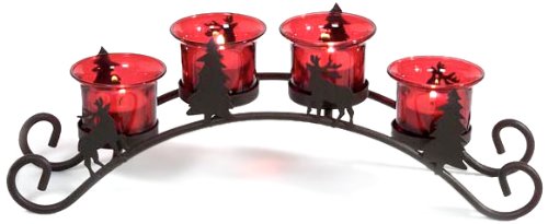 Brauns-Heitmann 82741 Kerzenhalter Metall, mit Glashalter, ca. 34 x 11.5 cm, rot Preisvergleich
