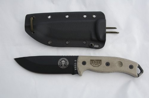 Esee-5P Black Fixed Blade Knife Plain Edge Blade Kydex Sheath