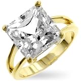 Designer Inspired CZ Rings - 8 Carat Gold Finish Princess Cut Solitaire CZ Engagement Ring
