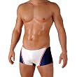 Mens Two-Tone Contrast Piping Competition Style Sexy Fashion Trunk Boxer Swimsuit by Gary Majdell Sport