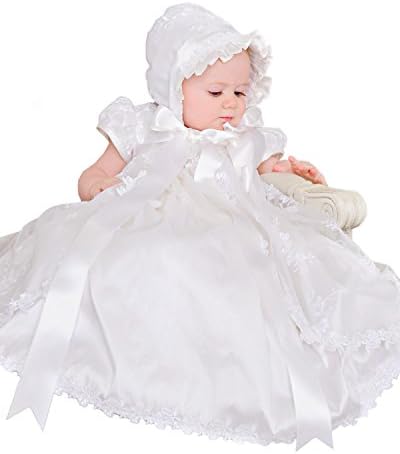Kate Silk and Lace Christening or Baptism Gown for Girls, Made in USA