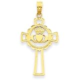 14k Claddagh Cross Pendant