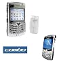 Blackberry 8300 Curve PDA Accessory Bundle Kit - Clear Snap On Crystal Cover Case W/ Belt Clip + Premium Reusable Screen Protector with Lint Cleaning Cloth By Ikross
