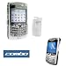 Blackberry 8300 Curve PDA Accessory Bundle Kit - Clear Snap On Crystal Cover Case W/ Belt Clip + Premium Reusable Screen Protector with Lint Cleaning Cloth By Ikross