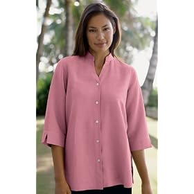 Buy Band-Collar Silk Linen Tunic by Orvis