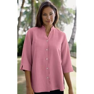 Buy Band-Collar Silk Linen Tunic by Orvis