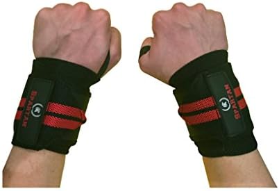 Spartan Fitness Quoted Wrist Wraps, Great for Weight Lifting Crossfit and Other Gym Activity 1 Year Warranty (Black/red)