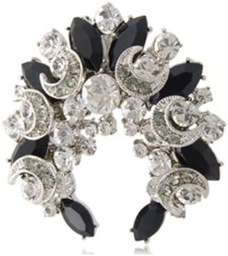 High Quality Copper Alloy Semi-Circle Design Plated Brooch (Black)
