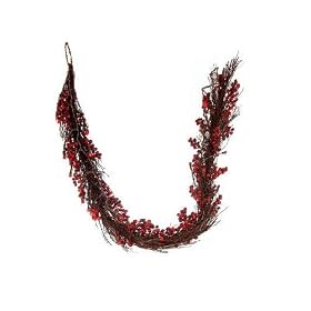 6' Battery Operated Pre-Lit LED Cranberry Twig Garland - Red Lights by GKI/Bethlehem Lighting