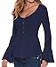 Womens O Neck Shirts Bell Sleeve Peplum Tops