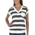 Juniors Mossimo Supply Co. V-Neck with Pocket - Quartz Grey/ True White
