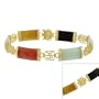 Lovely! Vermeil (24k Gold over Sterling Silver) Chinese Motif & multi color Genuine Jade and Genuine Onyx Bracelet