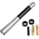 5" Real Carbon Fiber Aluminum Short Antenna Polished silver Universal Screws Base