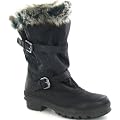 Ladies Black Fur Trim Snow Boots With Ice Grip Soles