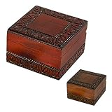 Square Brown Linden Wood Handmade Tea Box Classic Elegant Design