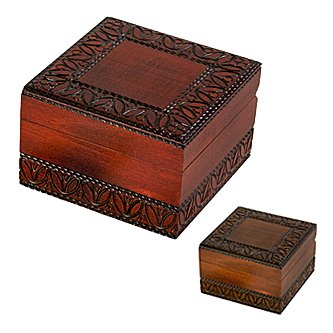 Square Brown Linden Wood Handmade Tea Box Classic Elegant Design