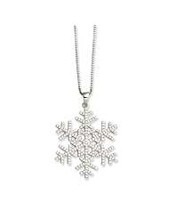 Sterling Silver & Cz Brilliant Embers Snowflake Necklace