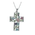 Cross Pendants & Necklaces & Cz Silver Multi Color Cz 47mmx37mm