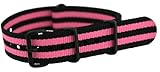 18mm PVD James Bond Black / Pink - Nylon Nato Stripped Ballistic Military Watch Band Strap G-10 Fit's All!!