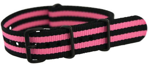 18mm PVD James Bond Black / Pink - Nylon Nato Stripped Ballistic Military Watch Band Strap G-10 Fit's All!!