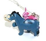 Too Cute Eeyore & Piglet Together Charm Necklace Silver Tone