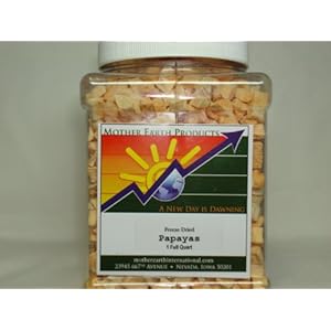 Mother Earth Freeze Dried Papayas (One Full Quart in Plastic Jar) for Camping, Emergency Supply, and Everday Uses