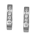 14K White Gold Diamond Hoop Earrings