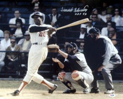 Frank Robinson Autographed/Hand Signed 16x20 Photo HOF 82 White Jersey PSA/DNA