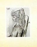 Portrait of Sylvette by Pablo Picasso. Size 8.97 inches width by 9.96 inches height. High Quality Art Poster Print