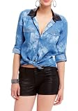2B Andrea Denim &Leatherette Shirt