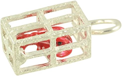3-D Movable Lobster in Trap 925 Sterling Silver and Enamel Traditional Charm or Pendant