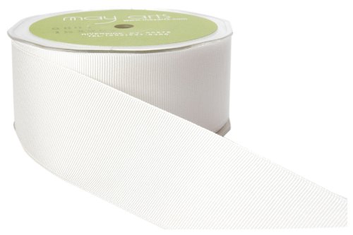 May Arts 1-1/2-Inch Wide Ribbon, White Grosgrain