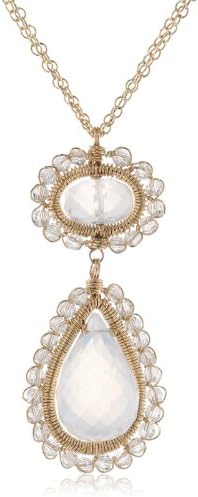 Dana Kellin Double Drop Ice Quartz Surrounded By Gorgeous Crystal Pendant Necklace, 17.62"