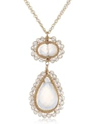 Dana Kellin Double Drop Ice Quartz Surrounded By Gorgeous Crystal Pendant Necklace, 17.62"