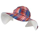 New Cotton Plaid Madras Floppy Beach Hat Red Reverse White
