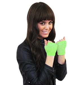 80's Neon Green Short Fishnet Adult Gloves