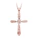 10K Pink Gold 1/4 ct. Diamond Cross Pendant with Chain