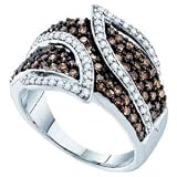 1 Carat White & Chocolate Cluster Diamond 10k White Gold Engagement Ring