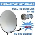 Digital Sat Anlage 2 Teilnehmer Antenne 60cm + Twin LNB He@d 0,1dB + 4 F-Stecker GRATIS