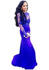Sexy Mermaid 2015 Long Sleeves Lace Backless Evening Dress/Prom Dress/Party Dress 