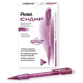 Pentel AL15B, Champ Pencil, Automatic Pencil, 0.5mm Lead Size, Red Barrel, Box of 12