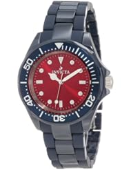 Invicta Womens 11308 Ceramics Red Dial Navy Blue Ceramic Watch