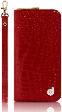 Zipper For Iphone5/5S Smartphone Case With Wallet Red Croco