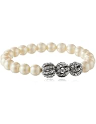 Carolee "Bowquet" Pearl-Tone and Pave Stretch Bracelet