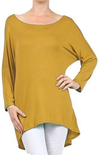 Women's Rayon Span High Low Tunic,X-Large,Mustard